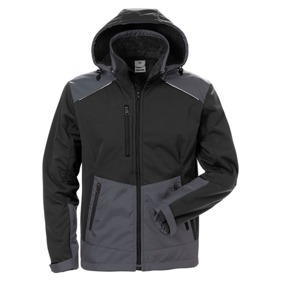 Fristads Softshell jakki fóðraður svartur/grár