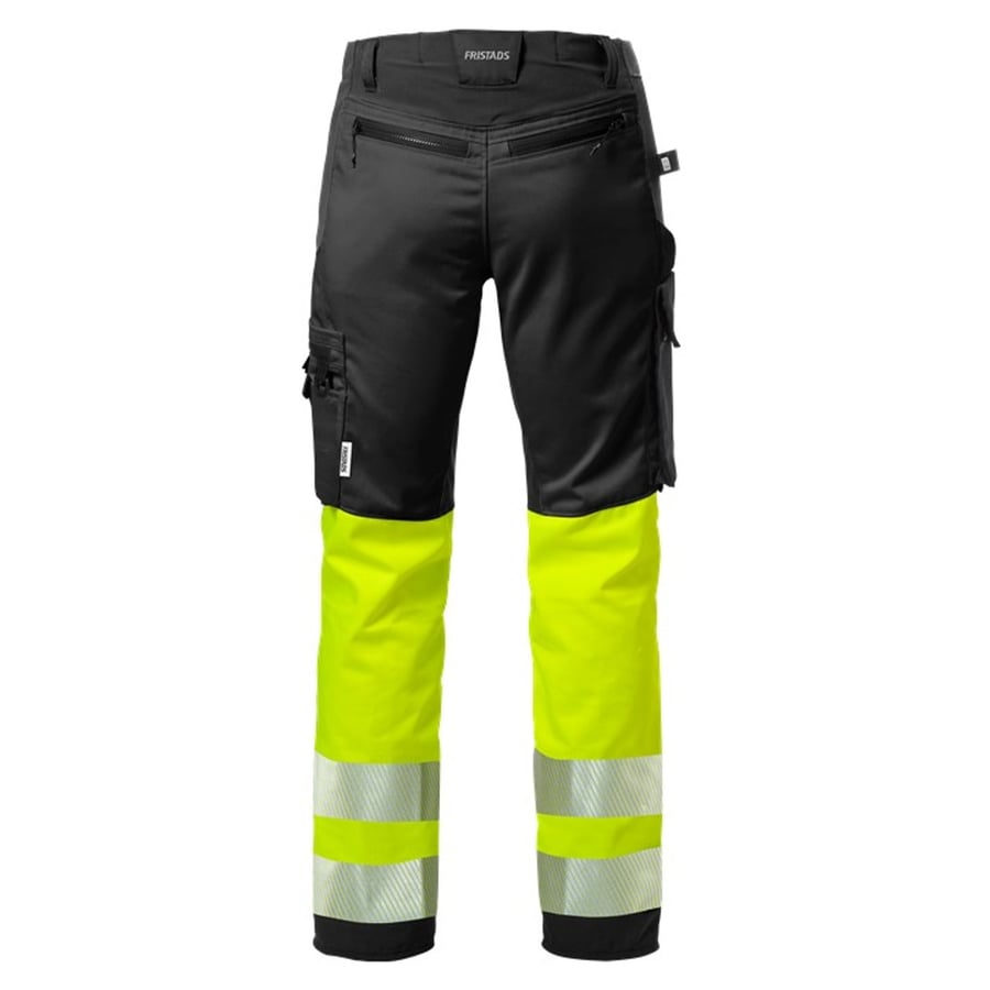 Fristads Stiby buxur með teygju HiViz gular/svartar