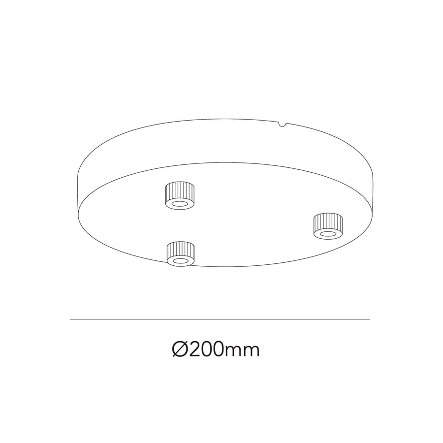 CEILING BASE Ø200/3 PENDANTS WHITE