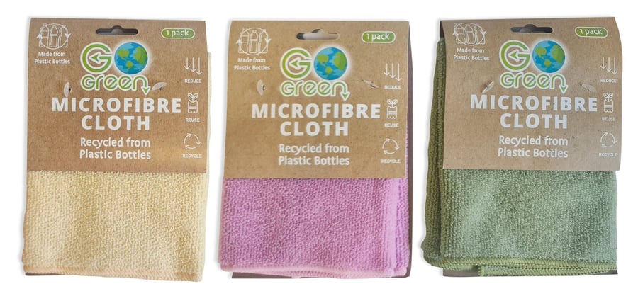 Go Green Microfibre klútur endurunnin úr plastflöskum.