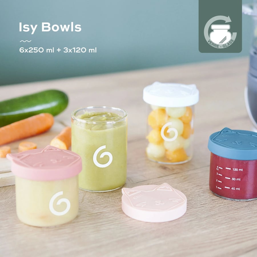 ISY Bowls Superior Glass Babybols – 6 stk x 250 ml + 3x120ml