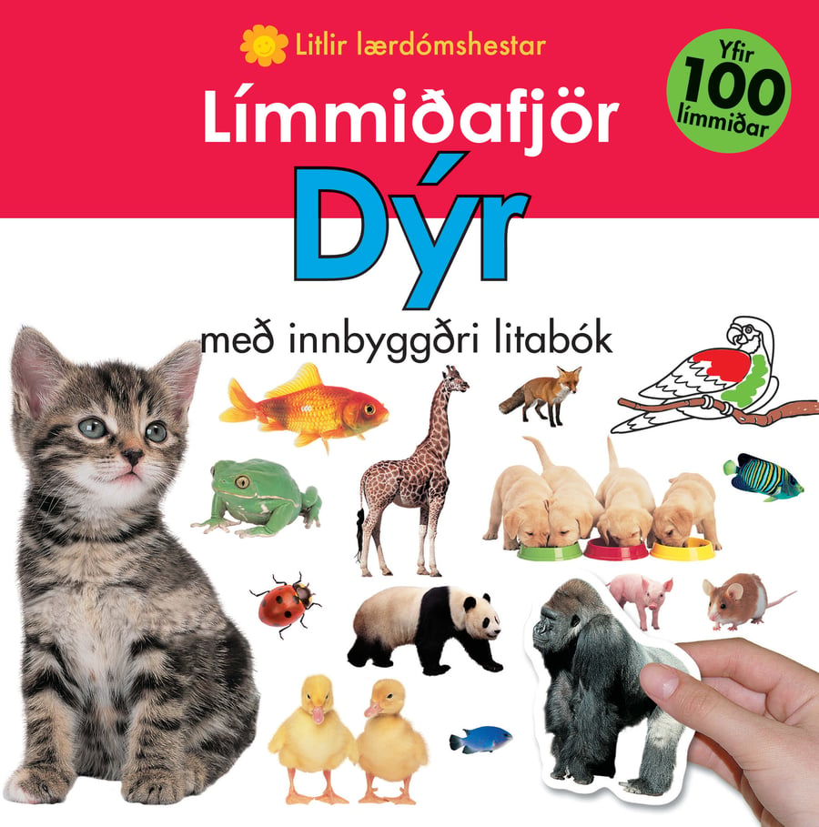 Límmiðafjör: Dýr - með innbyggðri litabók
