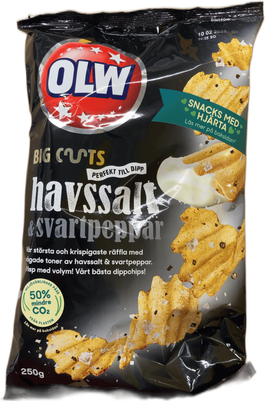 OLW Big Cuts með sjávarsalti og svörtum pipar 250 g