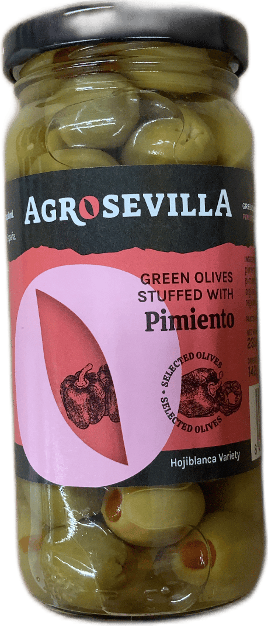 Agro Sevilla grænar ólífur fylltar með paprikumauki 235 g