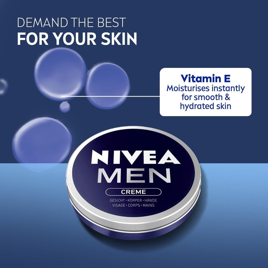 Nivea Men - Rakakrem - Andlits-, hand- og líkamskrem  með aloe vera og E-vítamíni  Nærir og gefur raka  Fyrir Allar húðgerðir  150 ml