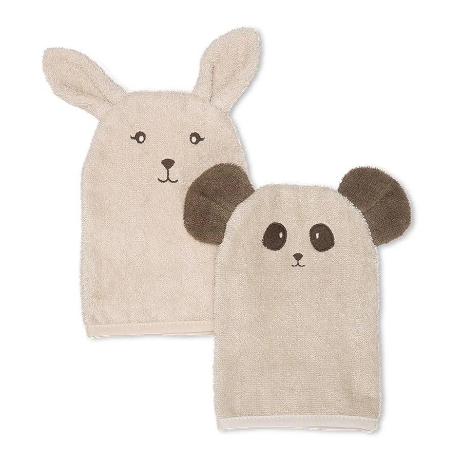 Michi washclothes/þvottapoki 2 stk Bunny and panda