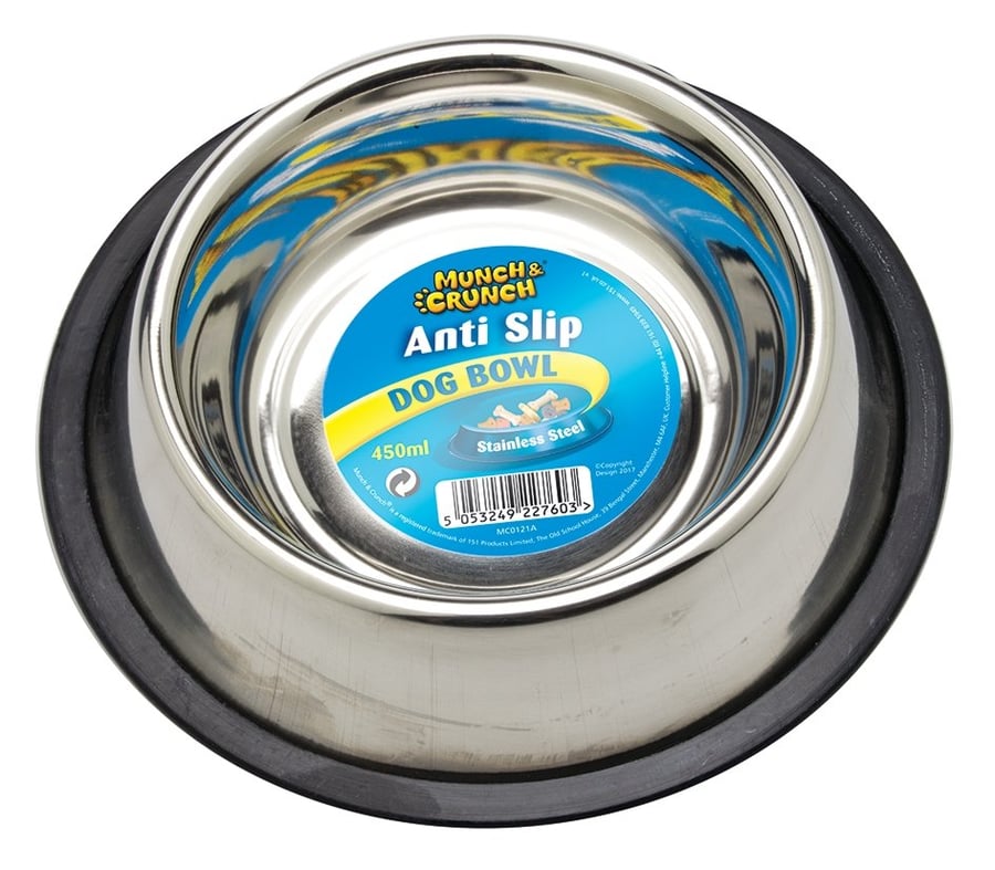 Munch & Crunch Stál hunda dallur á stömum gúmmípúða 450 ml 1 stk