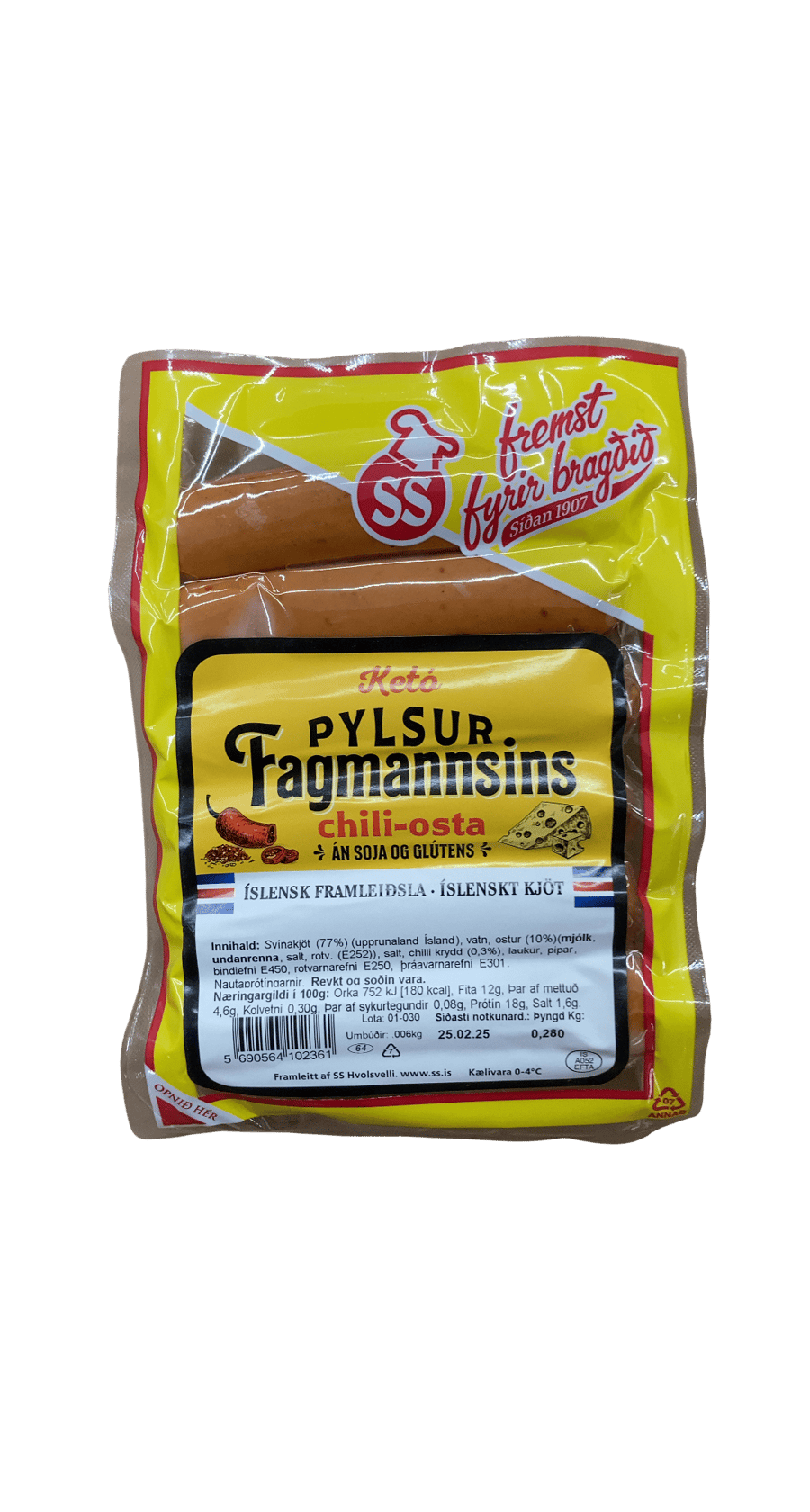 SS Ketó Pylsur Fagmannsins Chili-Osta 280 g