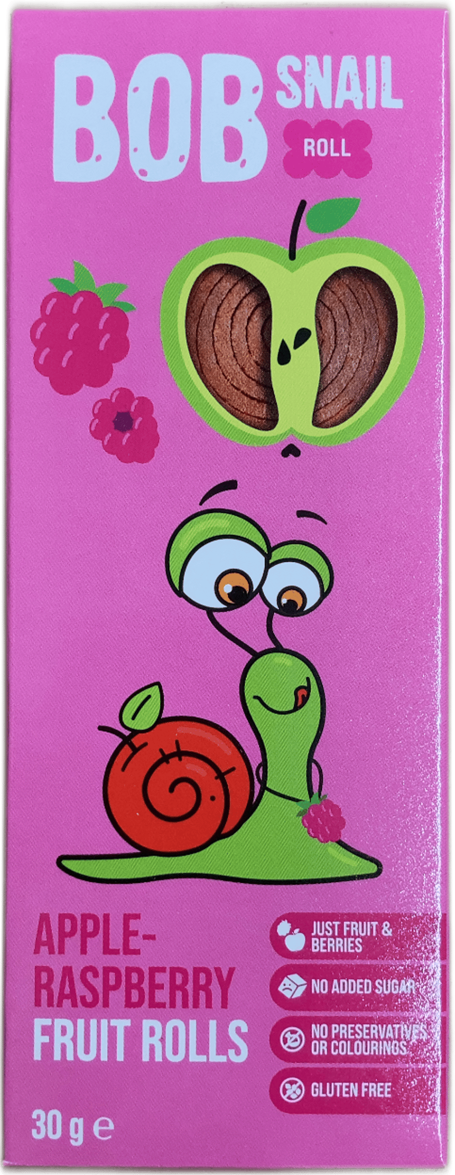 Bob Snail epla- og hindberjaávaxtarúllur 30 g