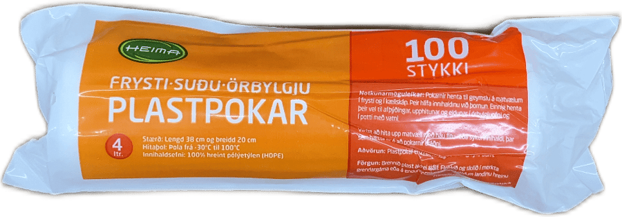 Heima Frysti-, Suðu- og Örbylgju Plastpokar 100 stk