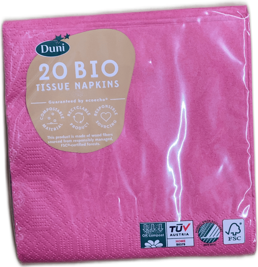Duni Bio Tissue servíettur fuchsia 20 stk