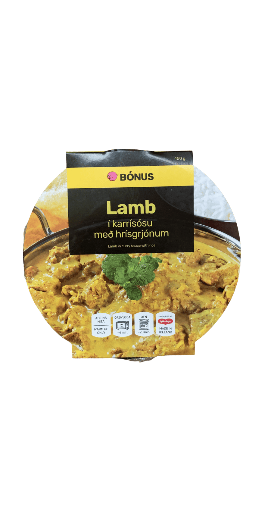 Bónus Lamb í karrísósu með hrísgrjónum 450 g