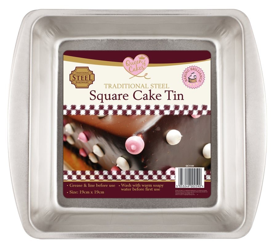 Queen of cakes ferkantað köku form úr stáli 19 cm x 19 cm 1 stk