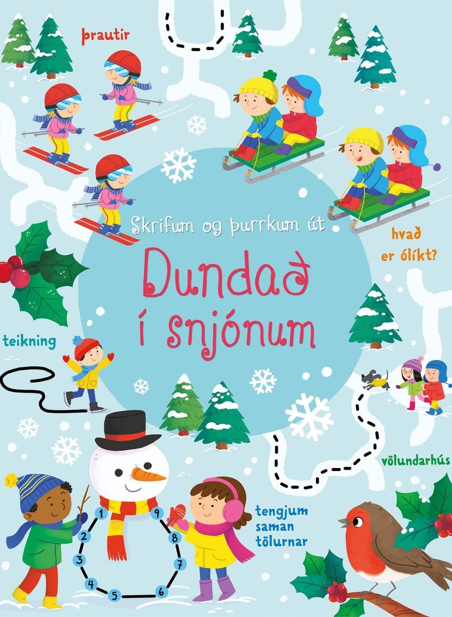 Dundað í snjónum - Skrifum og þurrkum út