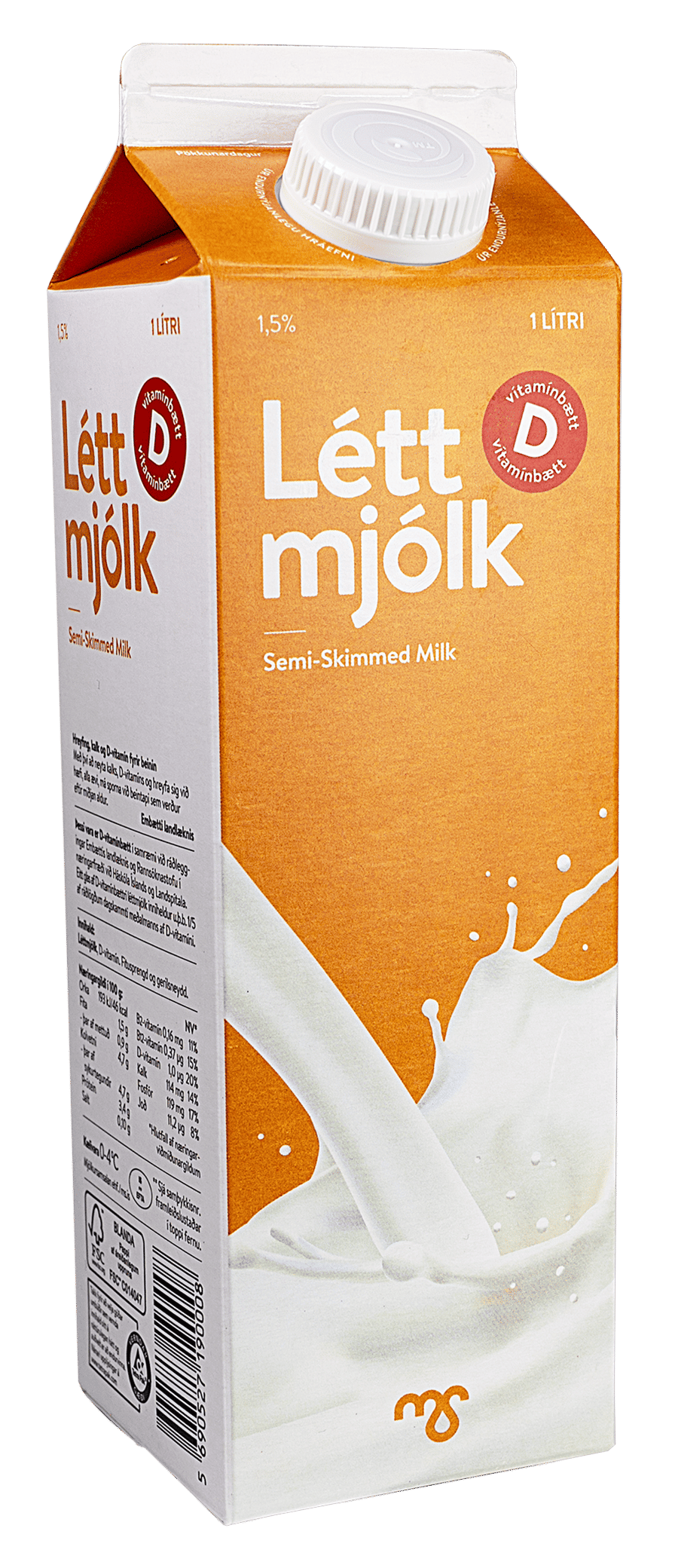 MS Létt D mjólk 1,5% 1 l