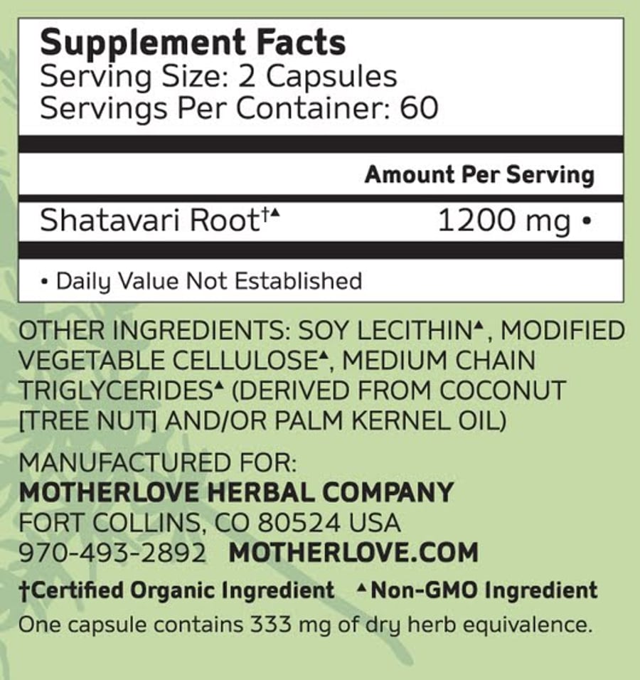 Motherlove Shatavari 60 stk
