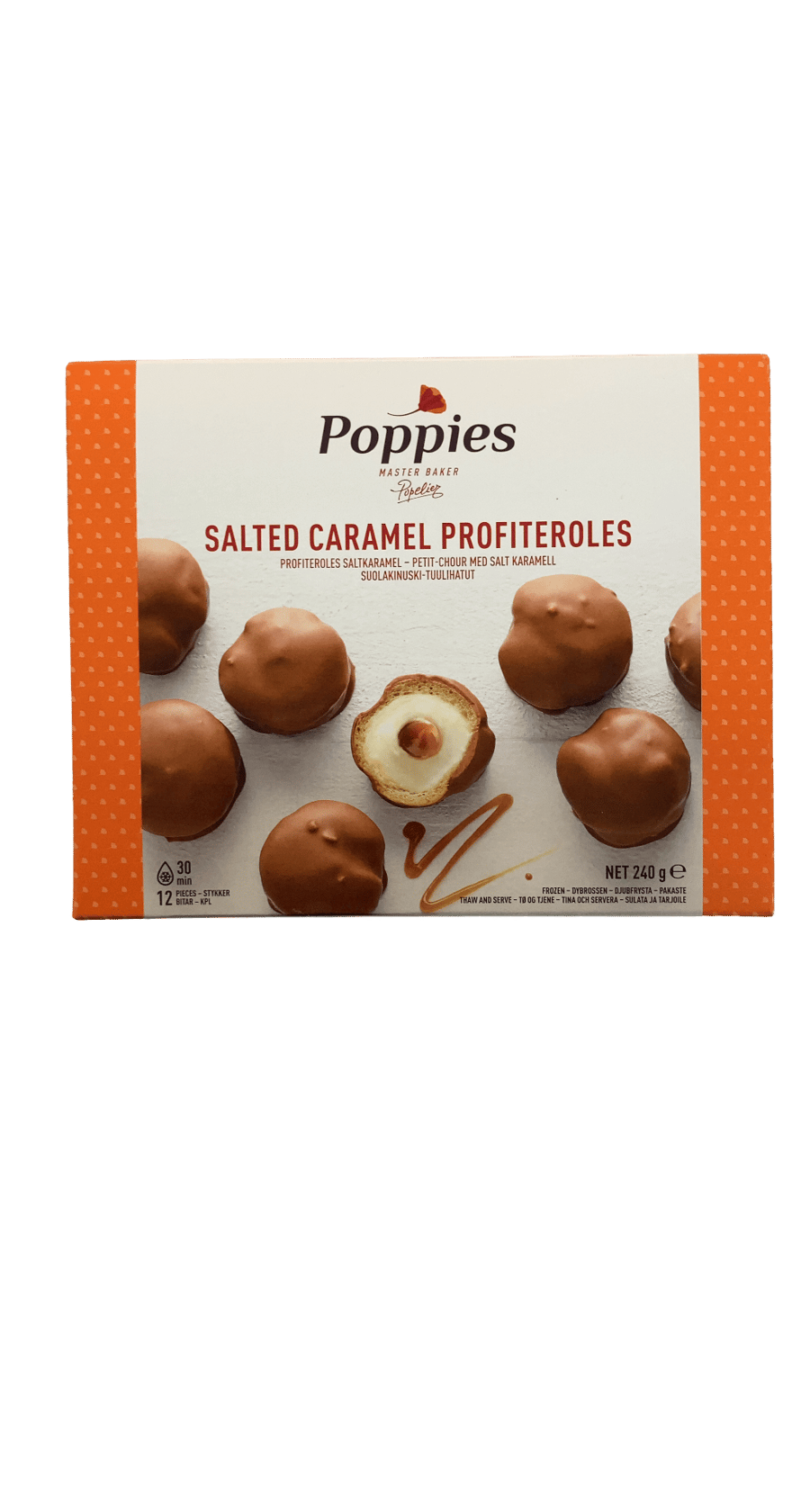 Poppies saltkaramellu vatnsdeigsbollur 240 g