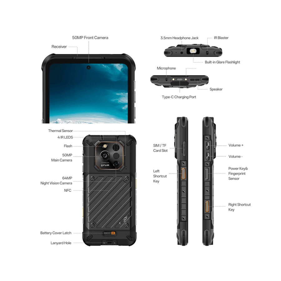 RugOne Xever 7 Pro 12+512GB 5G vinnusími með hitamyndavél