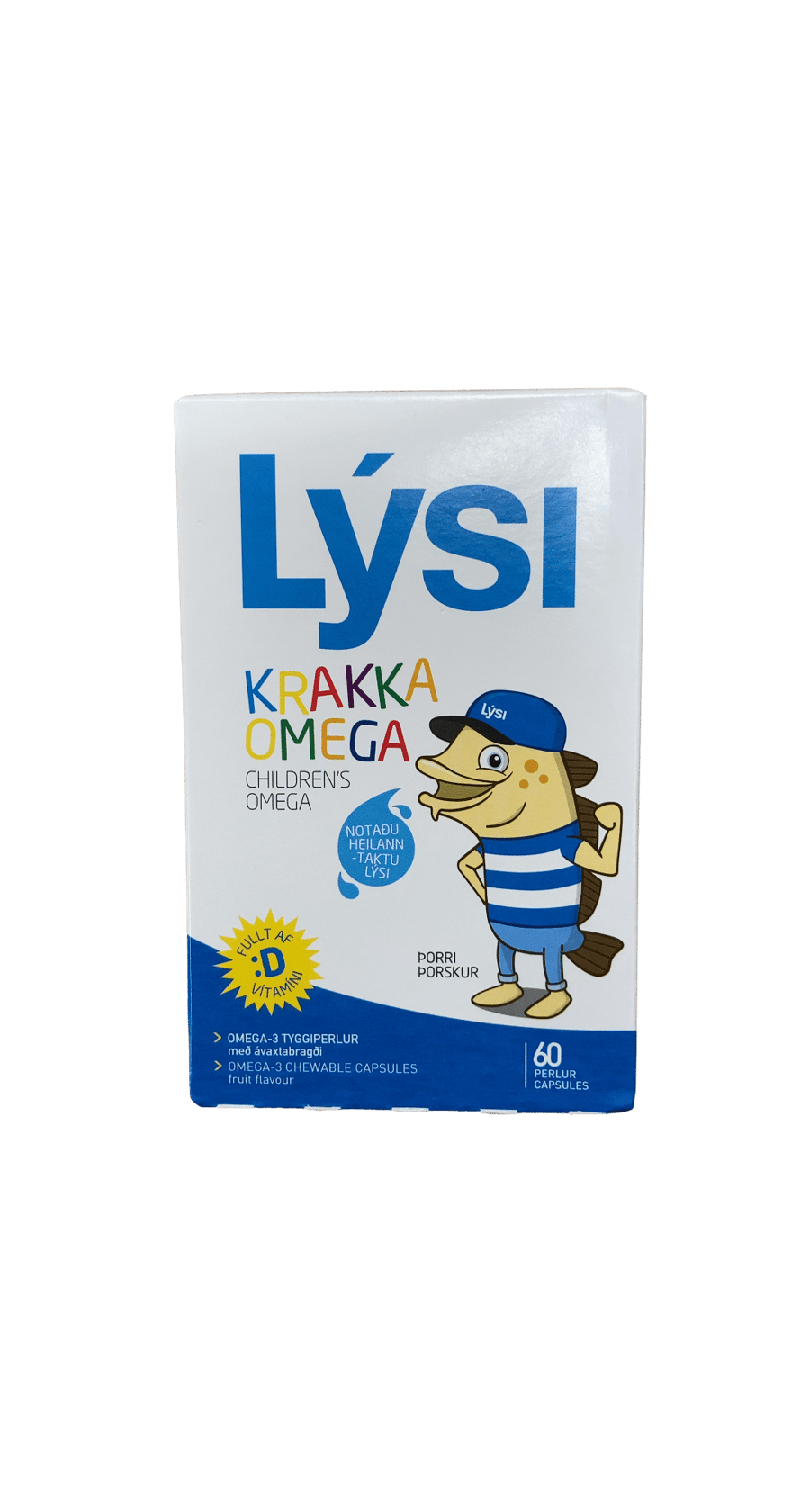 Lýsi Krakka Omega-3 Tyggiperlur Ávaxtabragð 60 stk