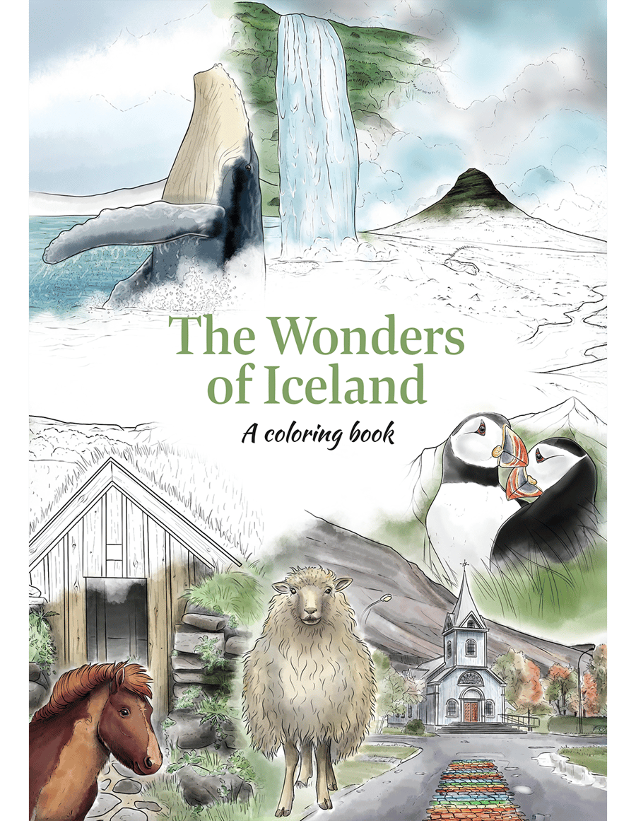 The Wonders of Iceland: A coloring book