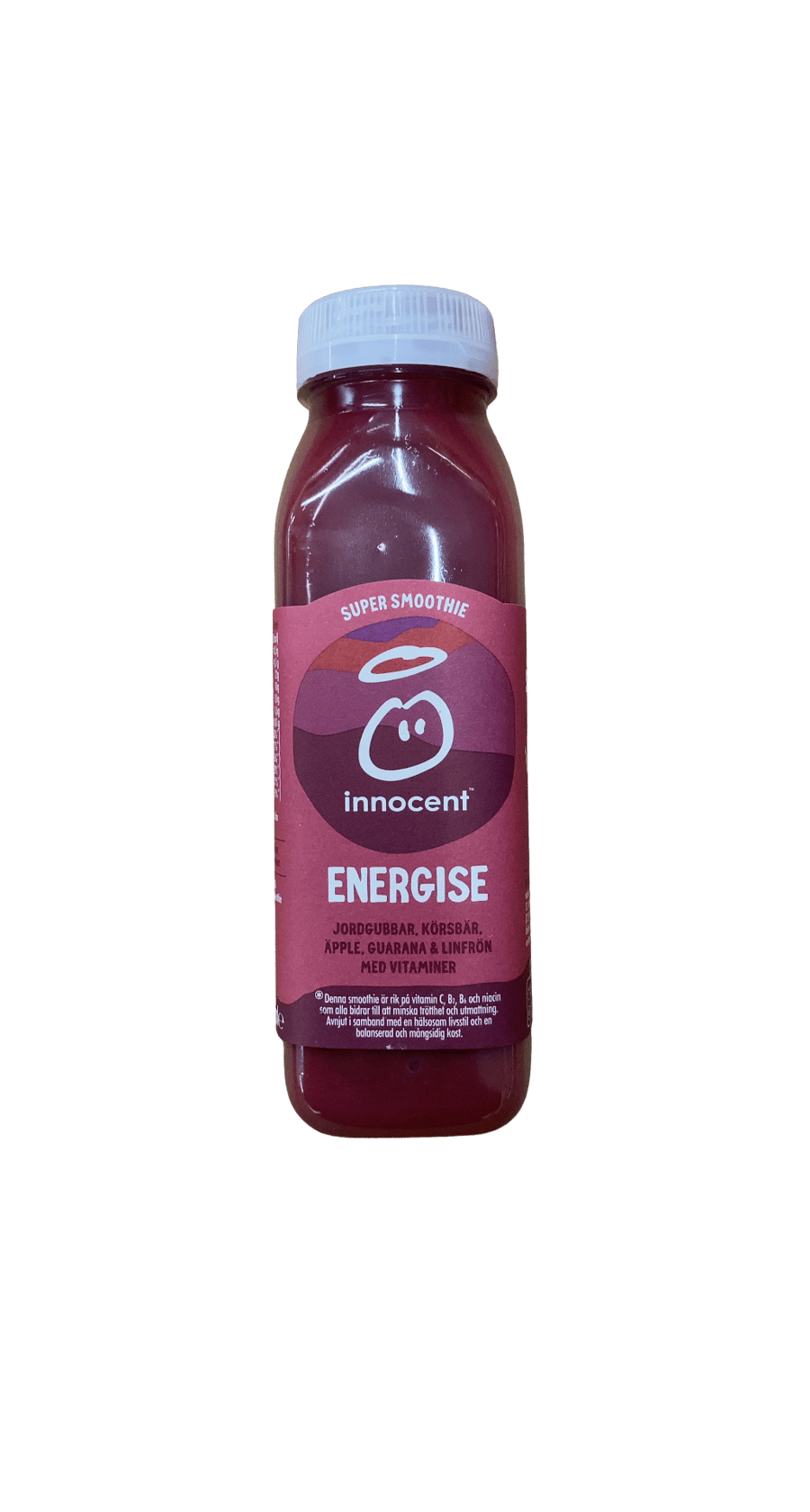 Innocent Energise ofursmoothie með jarðarberjum, kirsuberjum, epli, guarana og hörfræjum 300 ml