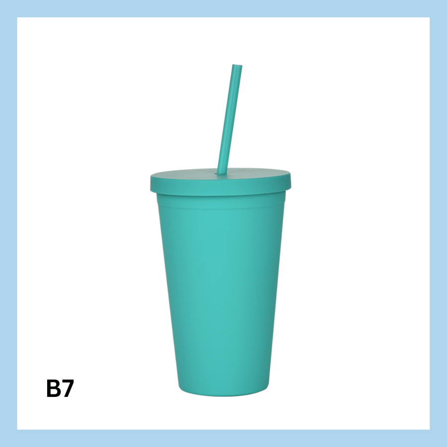 450ml glas með röri – 10 litir - B7