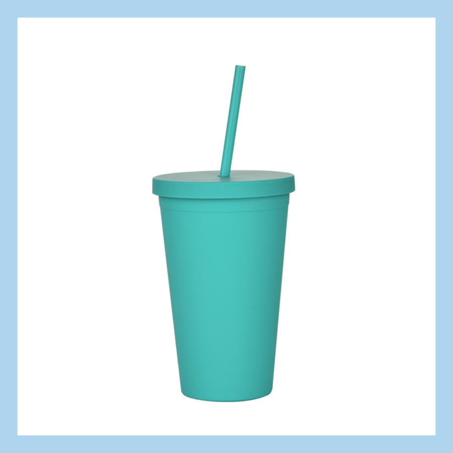 450ml glas með röri – 10 litir - B7