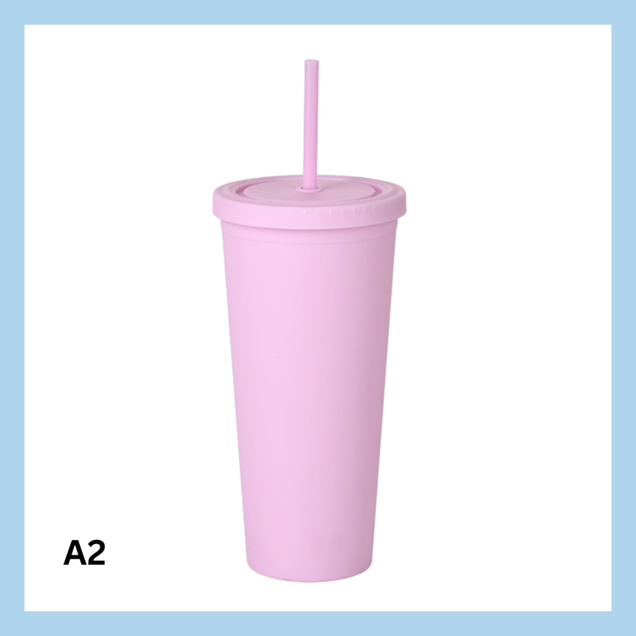 700ml glas með röri – 17 litir - A9