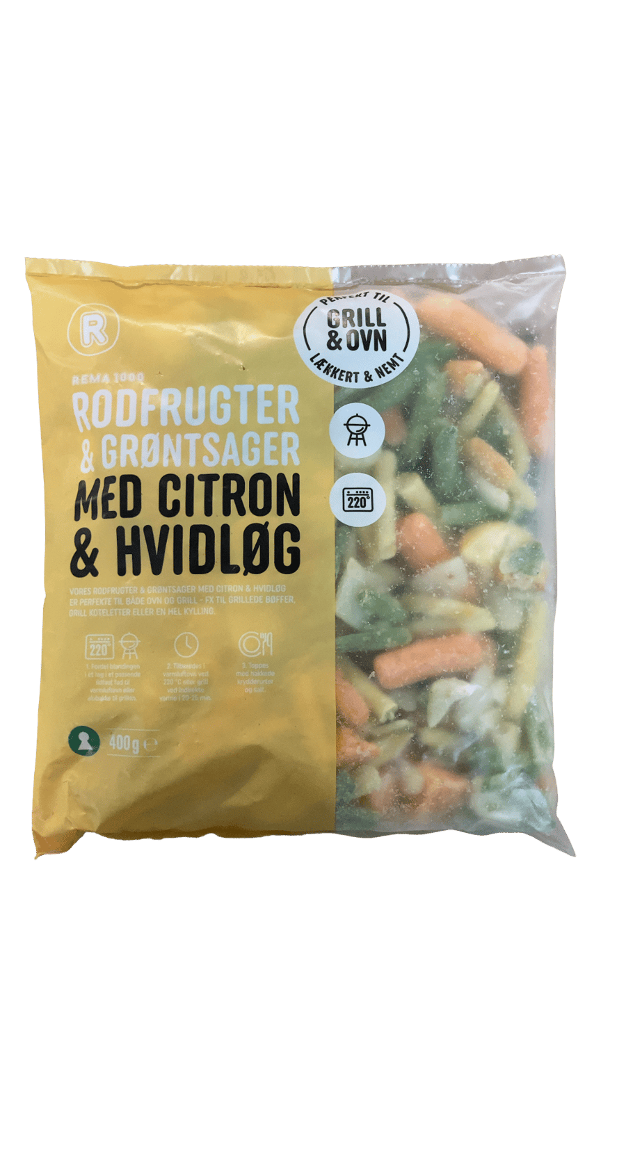 REMA 1000 Rótargrænmeti og grænmeti með sítrónu og hvítlauk 400 g