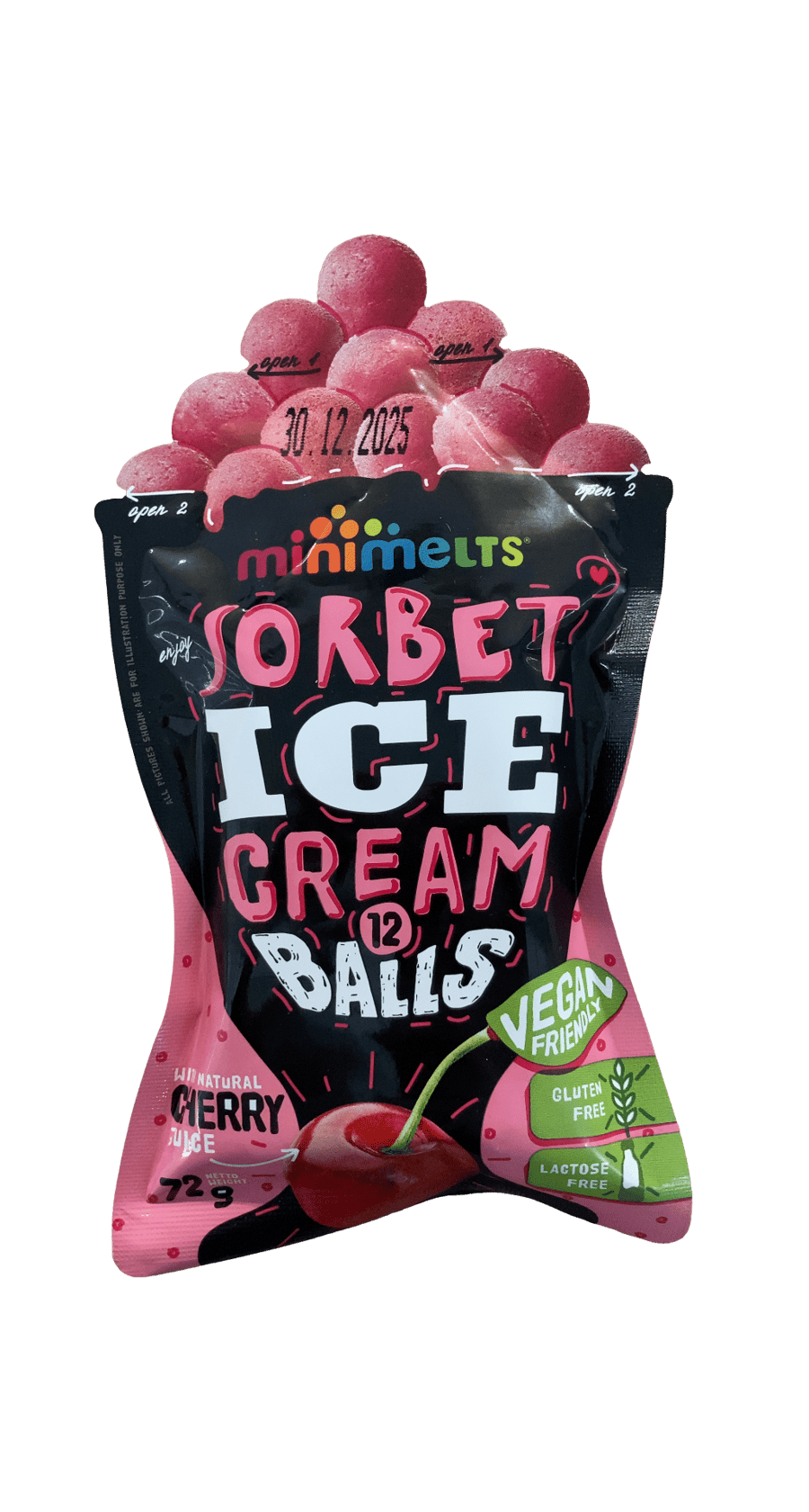 Mini Melts kirsuberjasorbet ískúlur 72 g