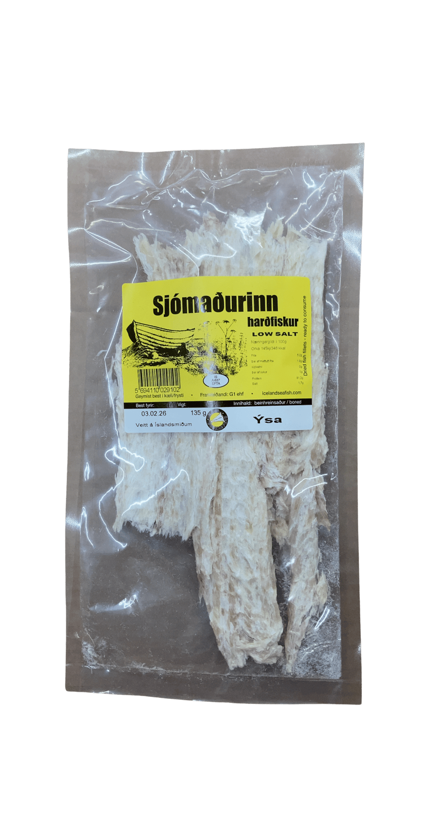 Sjómaðurinn Harðfiskur Ýsa Low Salt 135 g